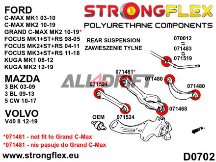 076163B Kompletní sada silentbloků náprav Ford / Mazda / Volvo
