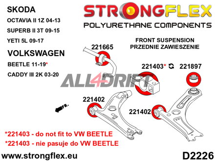 221402B Přední silentblok předního ramene Audi / VW / Škoda