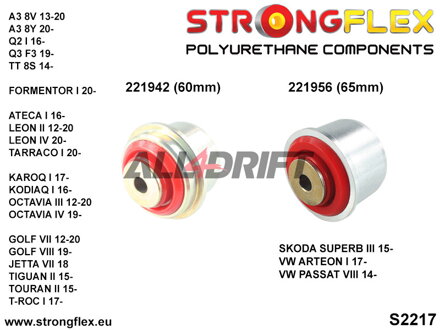 226227A Sada silentbloků zadní nápravy SPORT Audi / Seat / Škoda / VW / Cupra