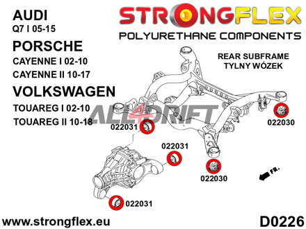 026255B Sada silentbloků zadní nápravnice Audi / Porsche / VW