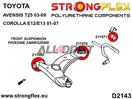 211970B: Front control arm – rear bush - Toyota IX (01-07) E120 E130