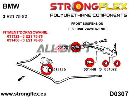 031322A Vnější silentblok předního spodního ramene SPORT BMW E21