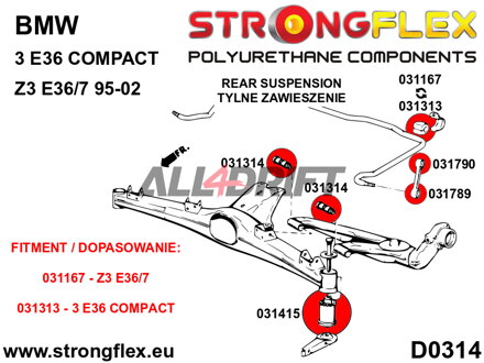 031415B Silentblok uložení zadní nápravy BMW E36 / Z3