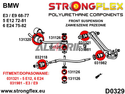 036133B Sada silentbloků přední nápravy BMW E3 / E9 / E12 / E24