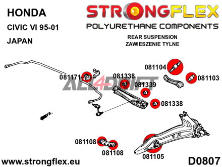 081103A Zadní horní vnější silentblok ramene/náboje SPORT - Acura III (93-01) DB6/7/8/9 / DC1/4