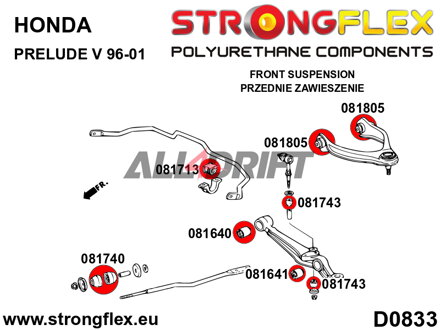 081740B: Silentblok přední reakční tyče (radius rod) - Honda VI (98-02)